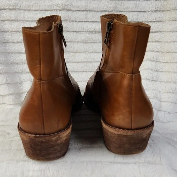 Madewell Charley Size 8.5 M Chestnut Brown Leather Booties Zip Cowboy Western - Picture 8 of 14